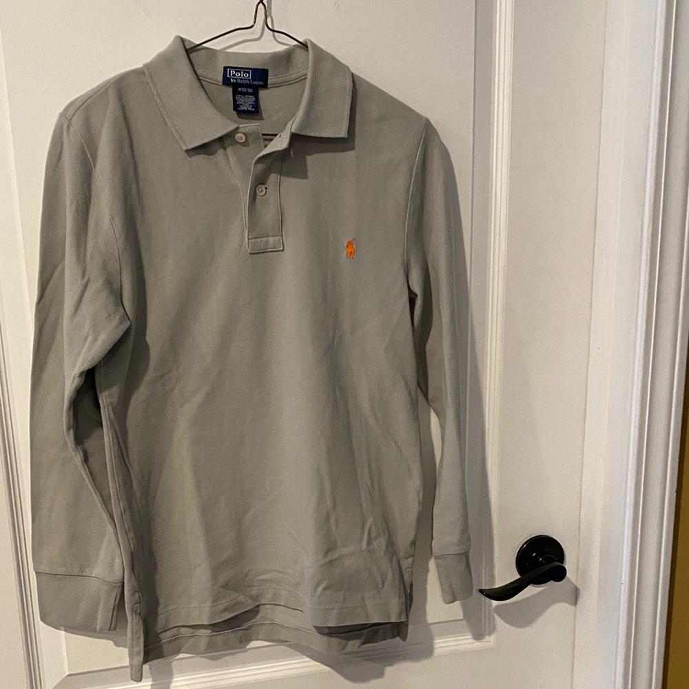Youth Ralph Lauren Light Gray Long-Sleeve Polo Shirt